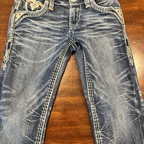 Men Rock Revival Kayden Slim Straight Jeans 25x27 fit boys sz 14 - Picture 3 of 9